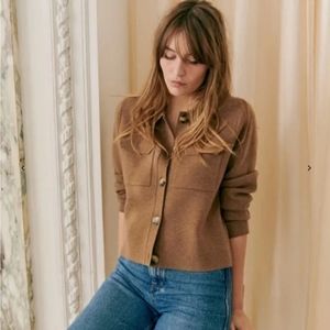 Sezane Betty Cardigan Coffee